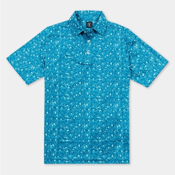 U Suck at Golf Apparel happy place short sleeve teal polo, Medium - Picture 6 of 6